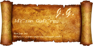 Józan György névjegykártya
